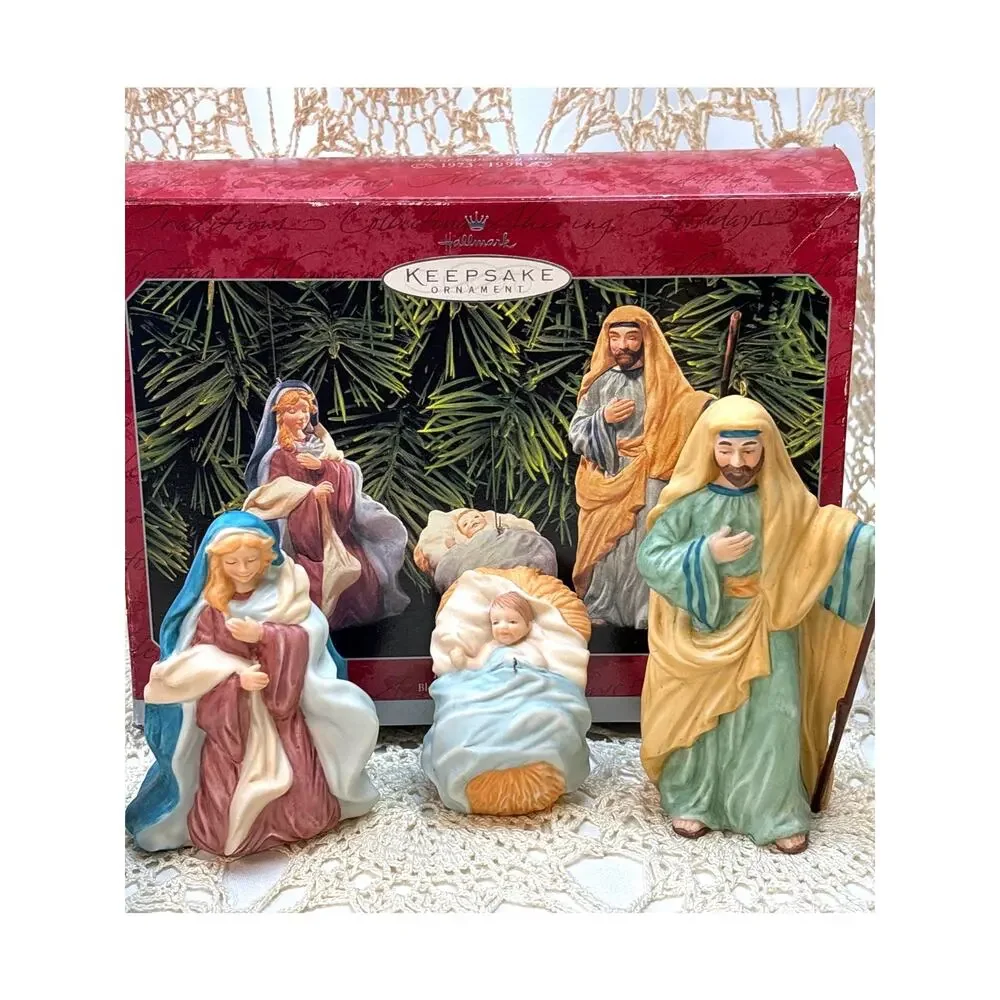 Hallmark Keepsake Ornaments Blessed Nativity Collection 4 Box Set Holy Family